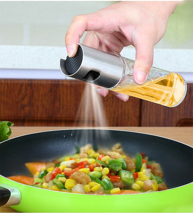 BBQ Healthy Kitchen Cooking Oil Vinegar Spray Bottle Push Type Oil Spray Bottle Pump Oil Tank Leakproof BBQ Sprayer BBQ Tools Kitchen Gadgets