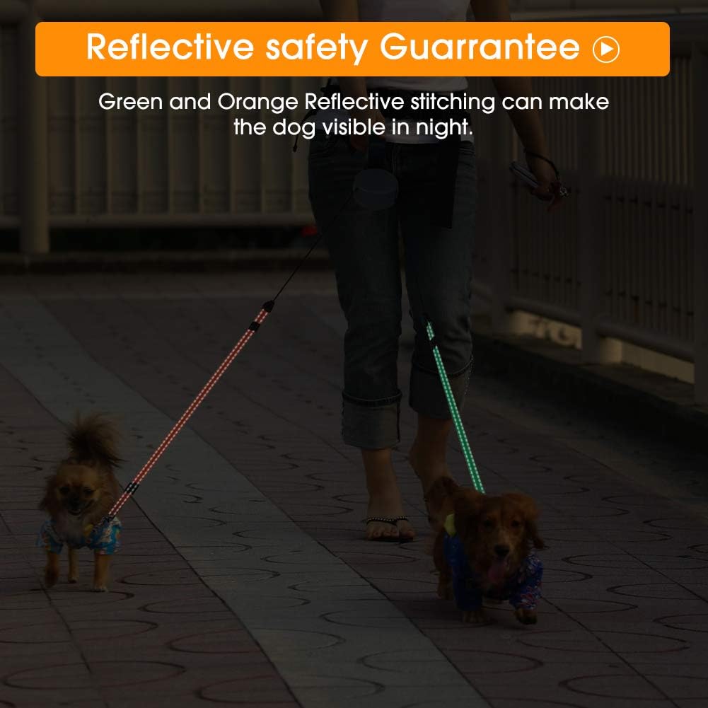 Dual Retractable Dog Leash – No-Tangle 10ft Lead with Soft Gel Handle for 2 Dogs