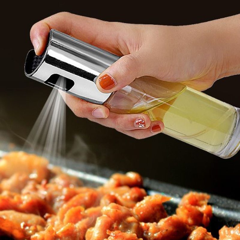 BBQ Healthy Kitchen Cooking Oil Vinegar Spray Bottle Push Type Oil Spray Bottle Pump Oil Tank Leakproof BBQ Sprayer BBQ Tools Kitchen Gadgets