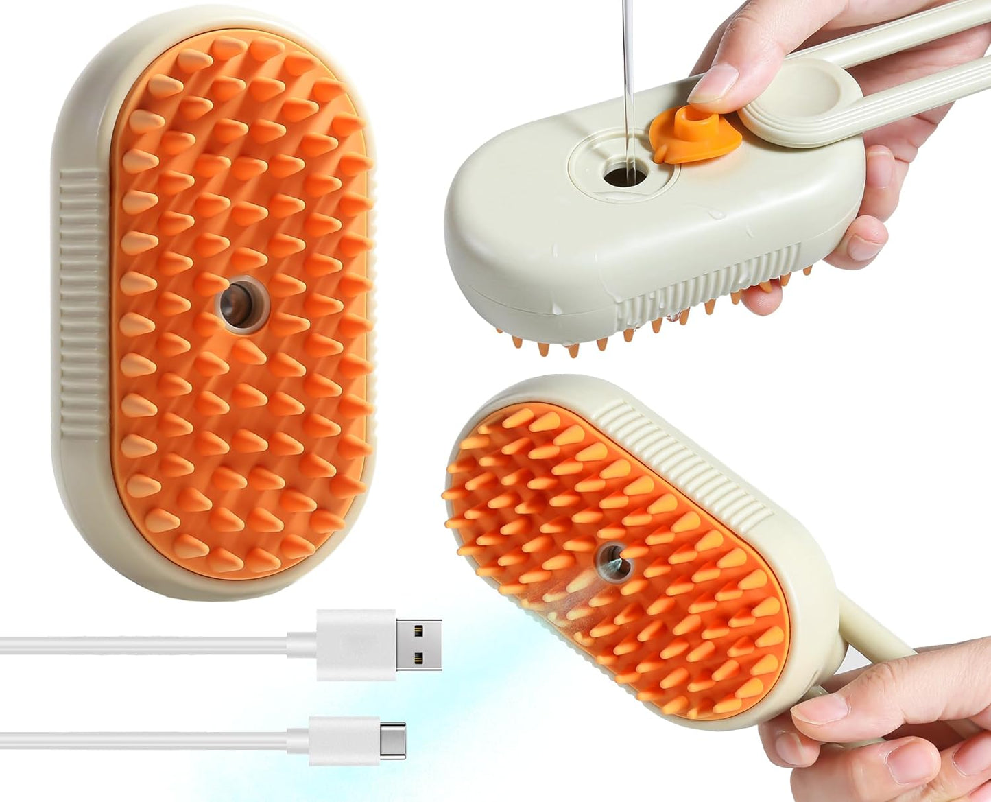 3-in-1 Pet Grooming Brush – Steamy Massage & Water Spray Comb for Dogs & Cats (Yellow)
