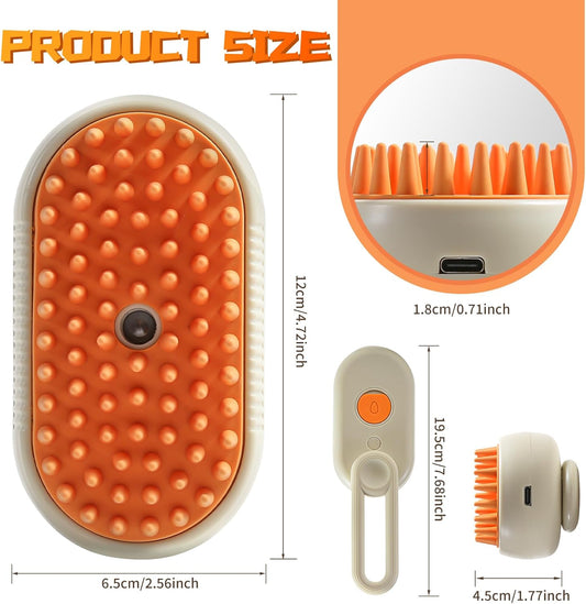 3-in-1 Pet Grooming Brush – Steamy Massage & Water Spray Comb for Dogs & Cats (Yellow)